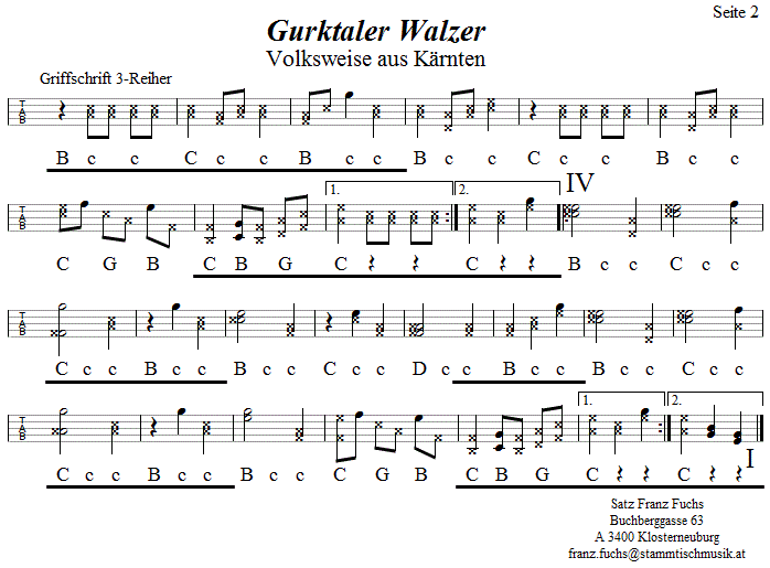 Gurktaler Walzer 2 in Griffschrift fr steirische Harmonika. 
Bitte klicken, um die Melodie zu hren.