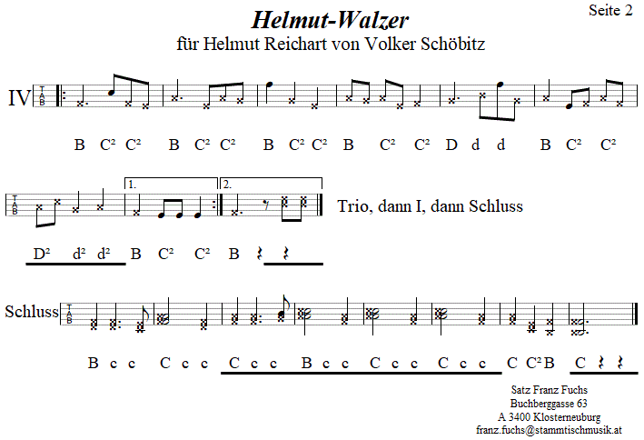 Helmut-Walzer von Volker Schbitz, Seite 2, in Griffschrift fr Steirische Harmonika. 
Bitte klicken, um die Melodie zu hren.