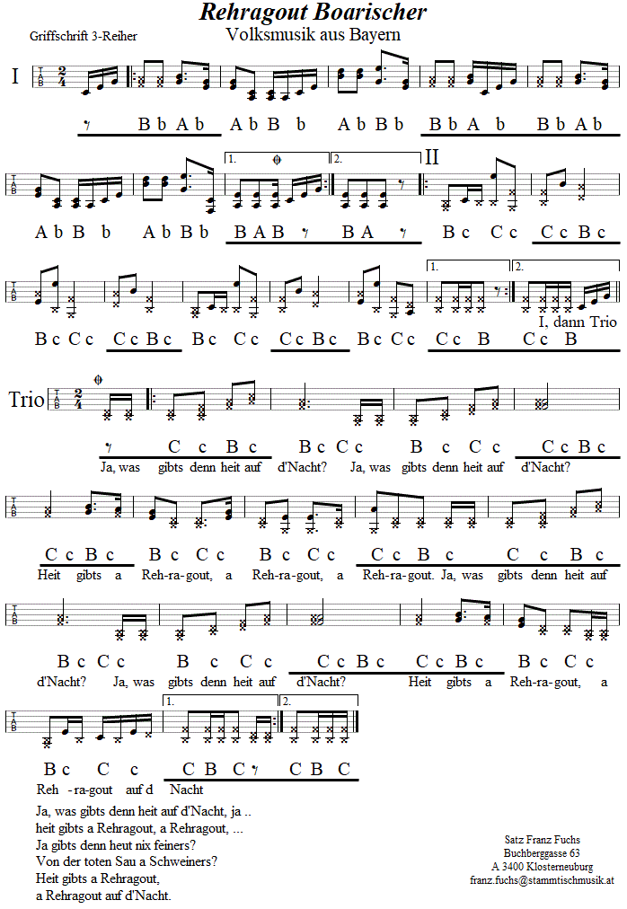 Rehragoutpolka in Griffschrift fr Steirische Harmonika. 
Bitte klicken, um die Melodie zu hren.