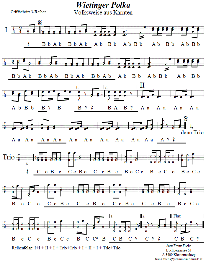 Wietinger Polka in Griffschrift fr Steirische Harmonika. 
Bitte klicken, um die Melodie zu hren.