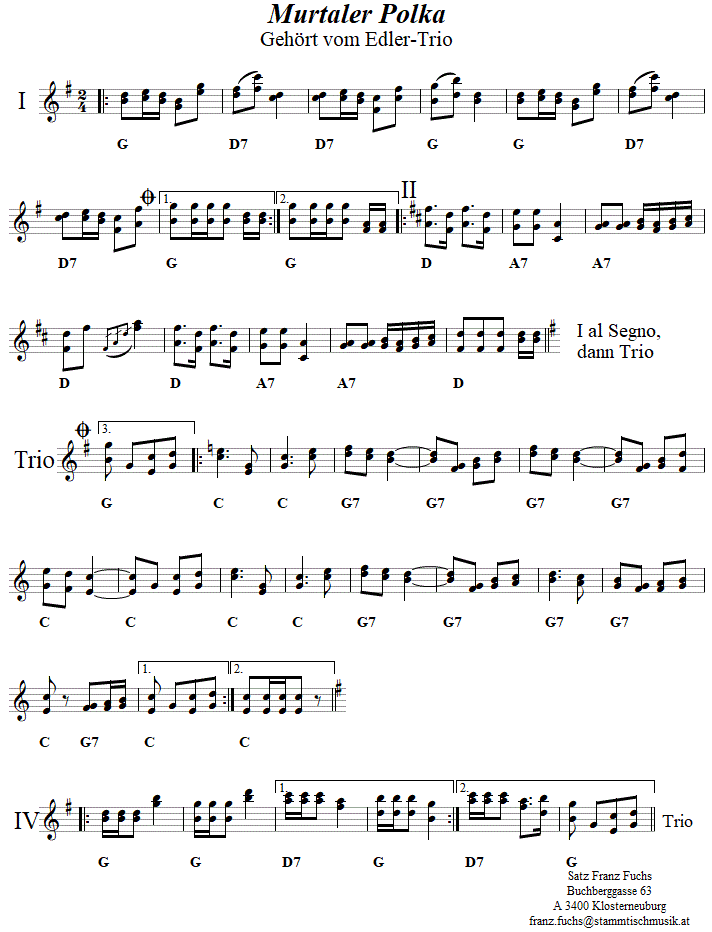 Murtaler Polka in zweistimmigen Noten. 
Bitte klicken, um die Melodie zu hren.