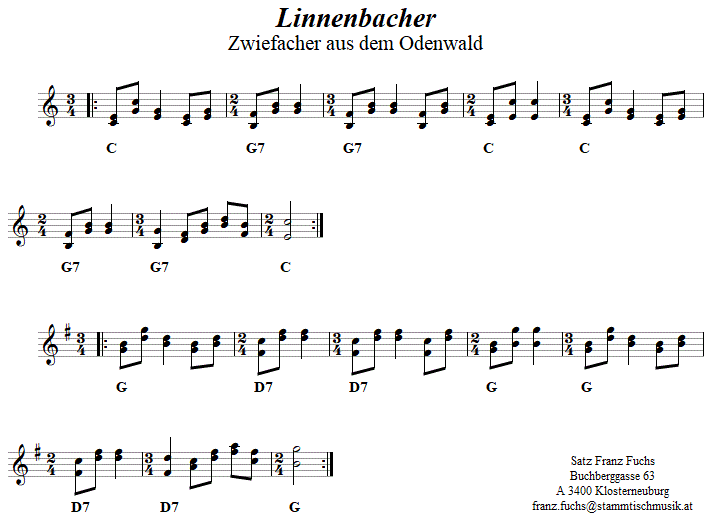 Linnenbacher Zwiefacher in zweistimmigen Noten. 
Bitte klicken, um die Melodie zu hren.