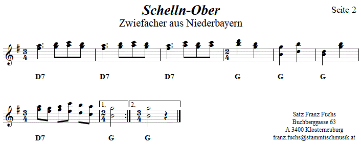 Schelln-Ober, Seite 2, Zwiefacher in zweistimmigen Noten. 
Bitte klicken, um die Melodie zu hren.